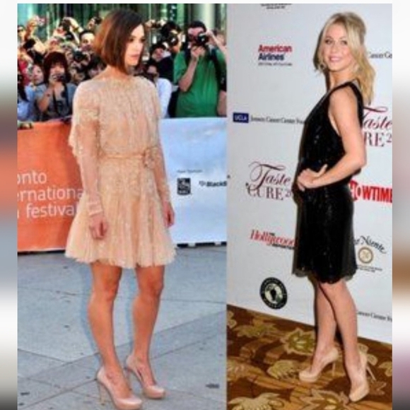 Jimmy Choo Alex Platform in Glossy Nude Beige Patent Leather Pump Heel 38.5 EU - Picture 3 of 8